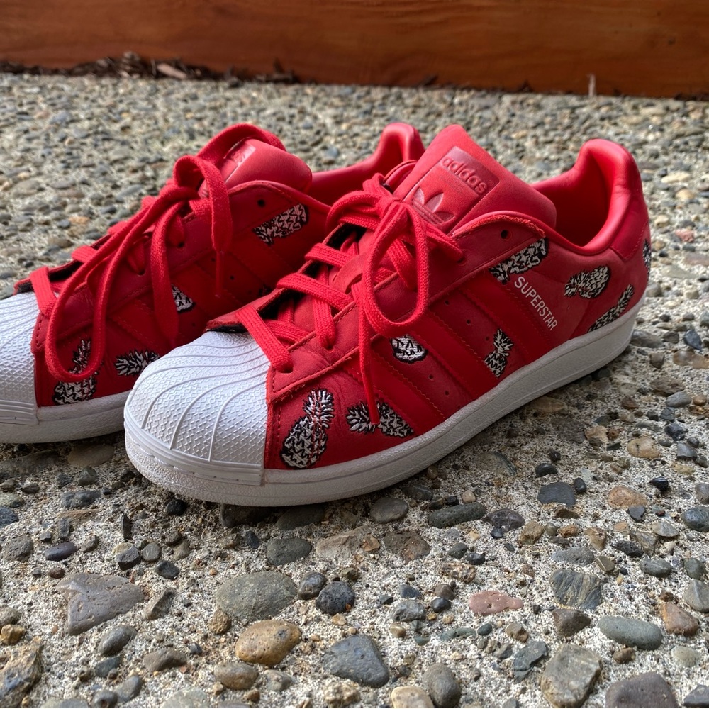 Adidas Red Pineapple Print Sneakers